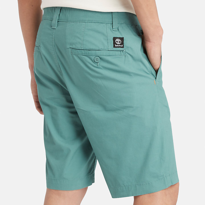 Pantalones cortos chinos de popelina para hombre en azul verdoso-