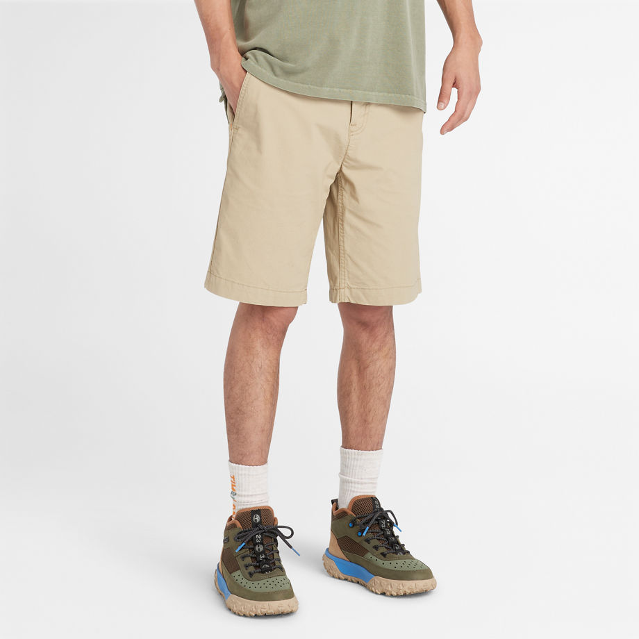 Timberland Poplin Chino Shorts For Men In Beige Beige, Size 35