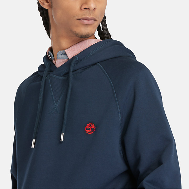 Loopback hoodie voor heren in marineblauw-