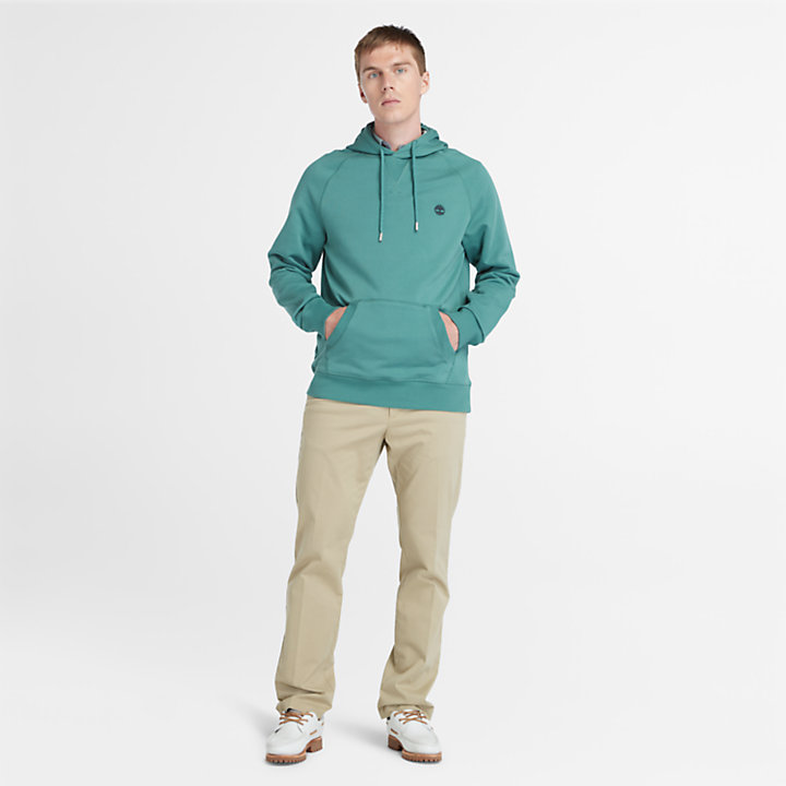 Loopback hoodie voor heren in groenblauw-