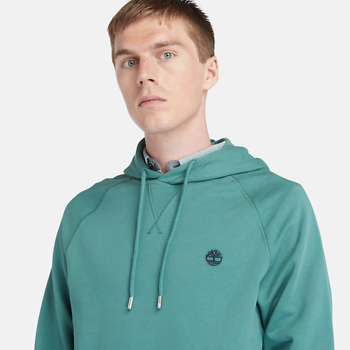 Loopback hoodie voor heren in groenblauw-