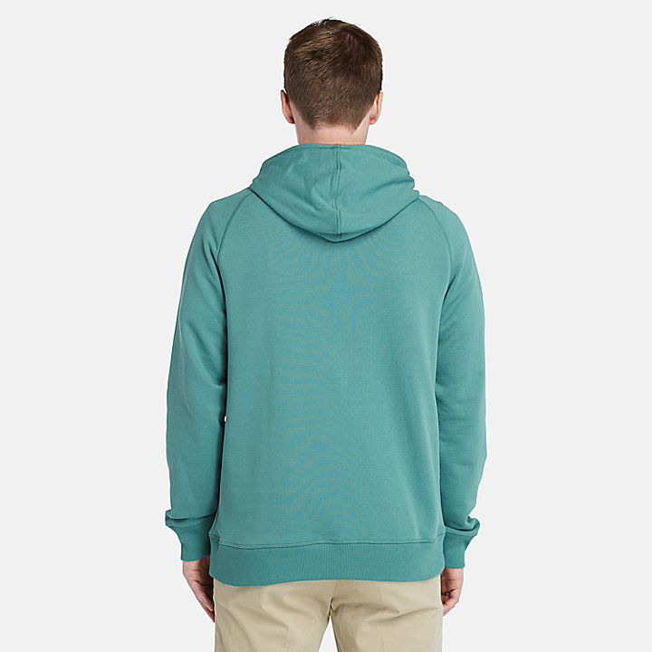 Loopback hoodie voor heren in groenblauw