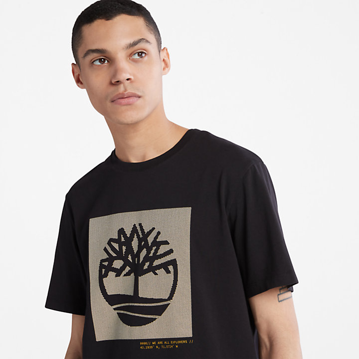 Camiseta de lunares con el logo del árbol para hombre en negro-