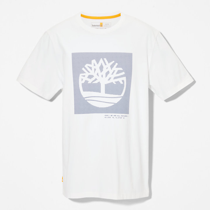 T-Shirt mit gepunktetem Baum-Logo für Herren in Weiß-