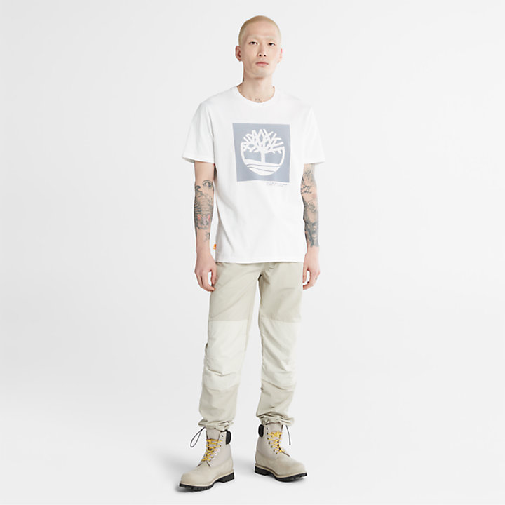 T-shirt da Uomo con Logo ad Albero Punteggiato in bianco-