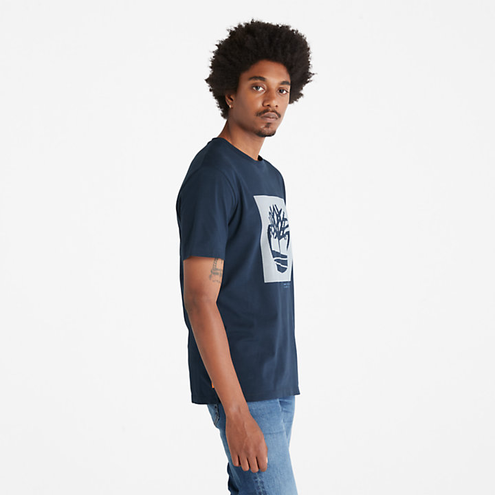 Camiseta de lunares con el logo del árbol para hombre en azul marino-