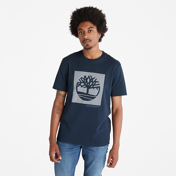 T-shirt avec logo arbre à pois pour homme en bleu marine-