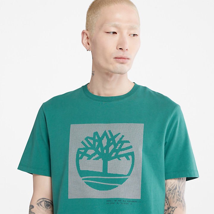 Dotted Tree-logo T-Shirt for Men in Green-