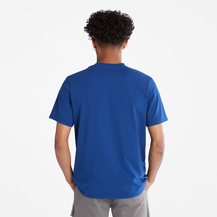Camiseta con logotipo lateral para hombre en azul-