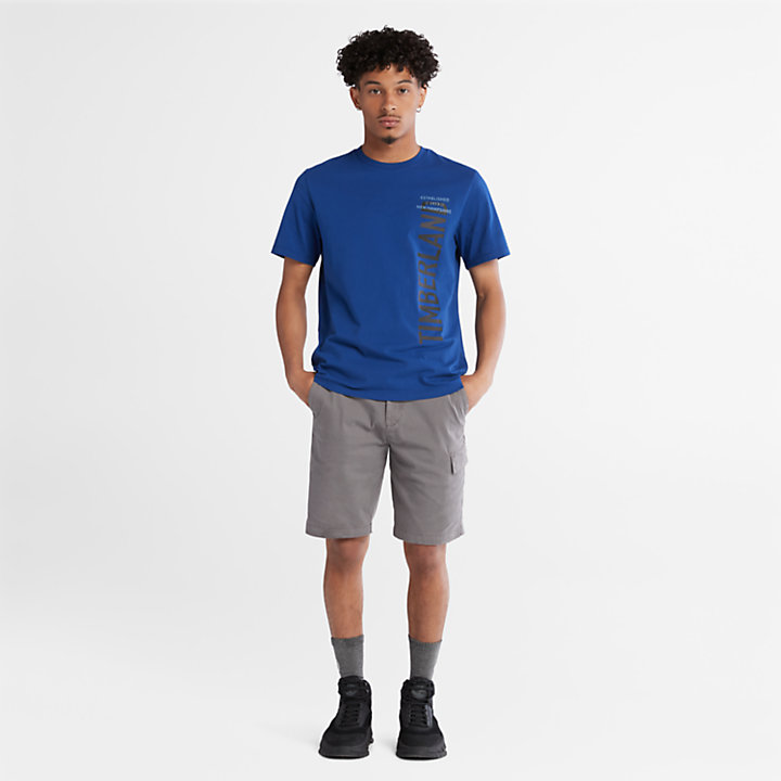 T-shirt con Logo Laterale da Uomo in blu-