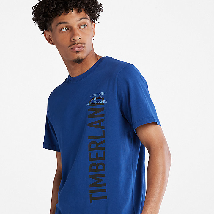 T-shirt à logo latéral pour homme en bleu
