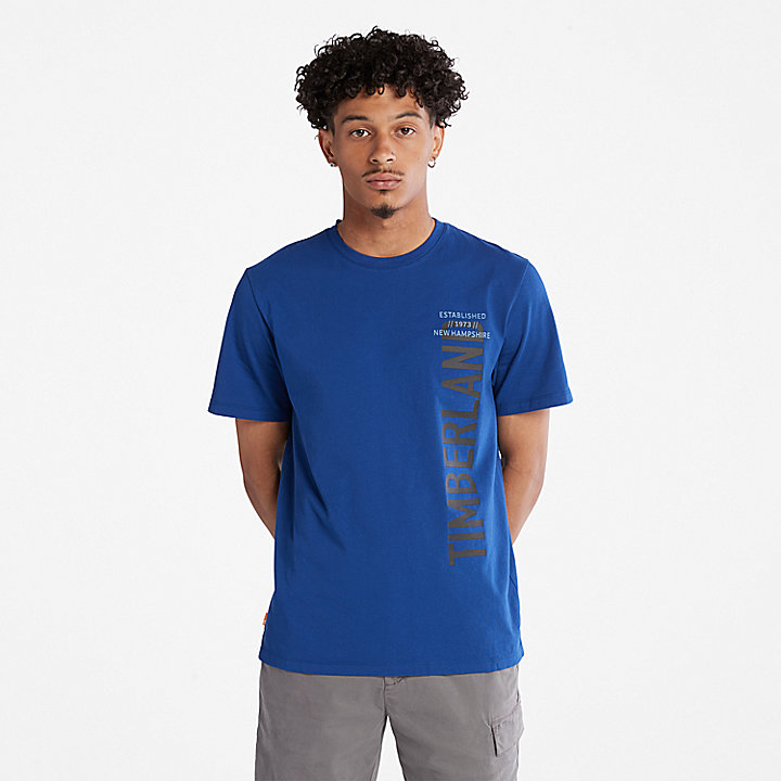 T-shirt met zijlogo voor heren in blauw