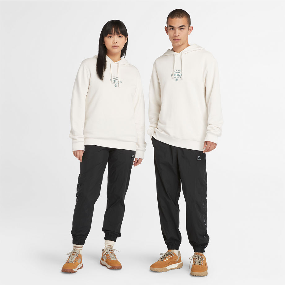 Timberland All Gender Front Graphic Hoodie In White White Unisex