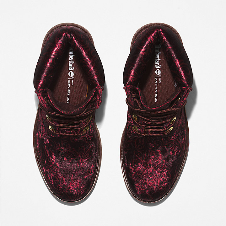 Timberland® Premium 6 Inch Velvet Boot for Women in Burgundy