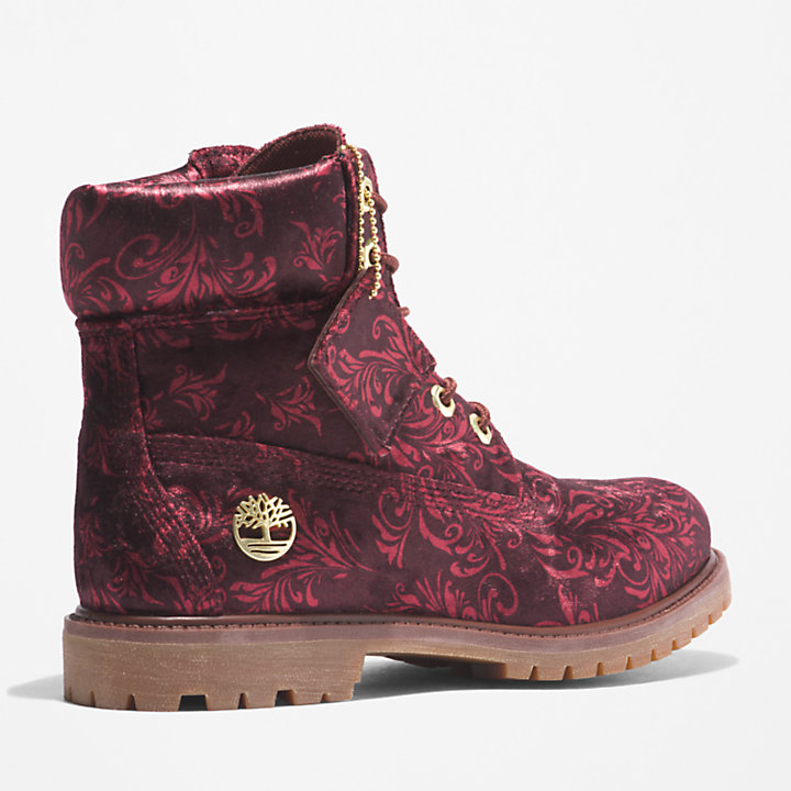 Timberland® Premium 6 Inch Velvet Boot for Women in Burgundy-