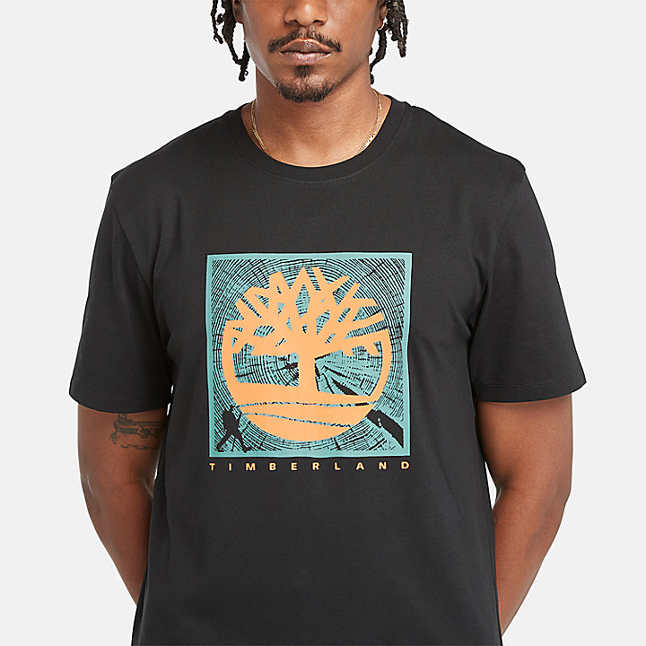 T-shirt con Grafica sul Davanti da Uomo in colore nero