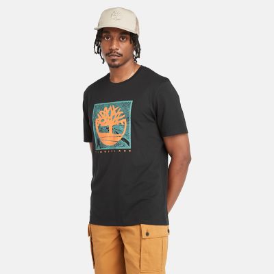 Timberland Front Graphic T-shirt For Men In Black Black