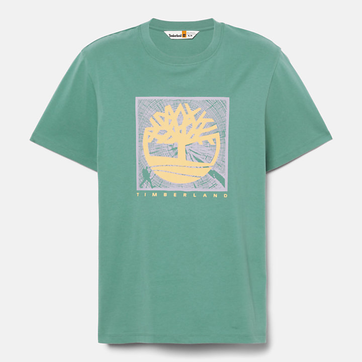 Camiseta con estampado gráfico delantero para hombre en pino marino-