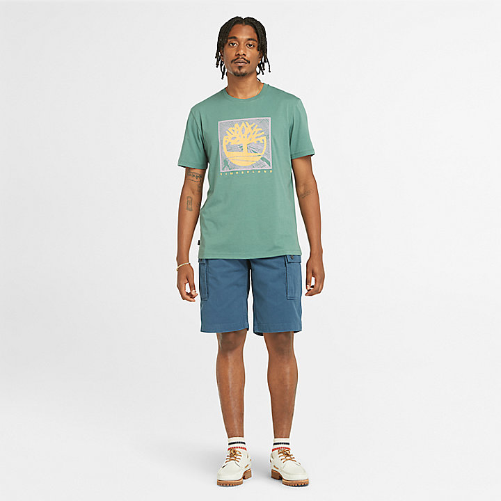 T-shirt com Gráfico à Frente para Homem em pinho-marinho