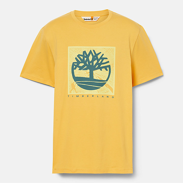 Camiseta con estampado gráfico delantero para hombre en amarillo