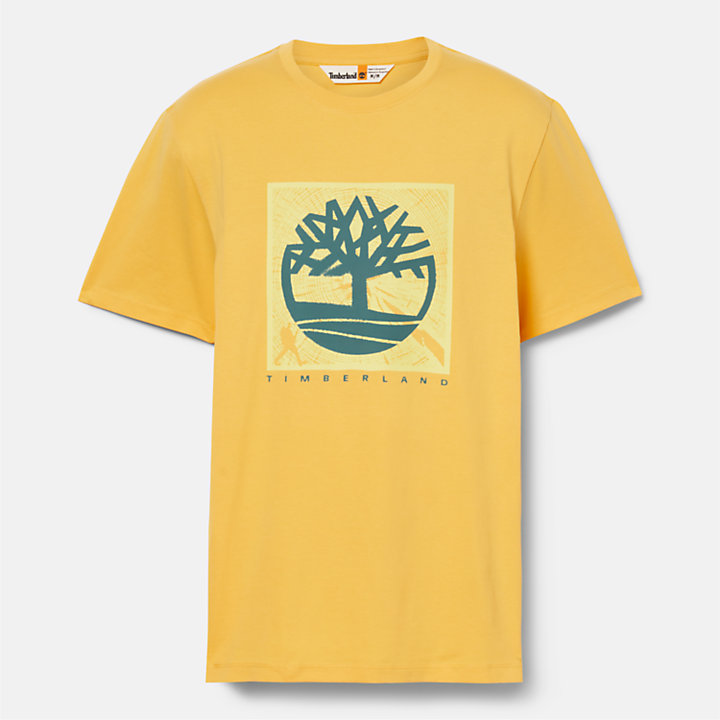 Front Graphic T-Shirt for Men in Yellow-