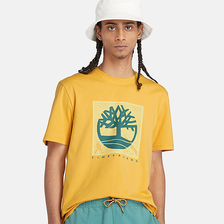 T-shirt con Grafica sul Davanti da Uomo in giallo