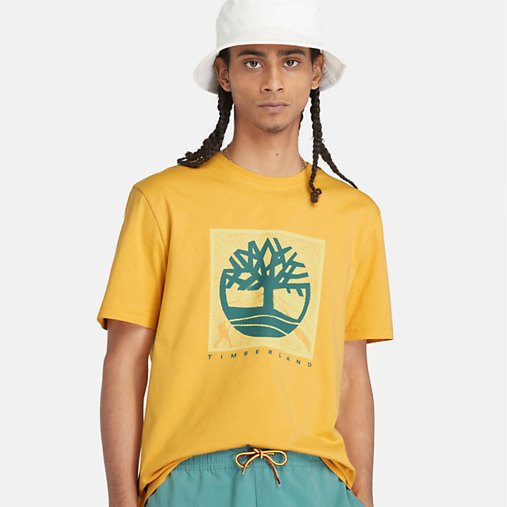 T-shirt con Grafica sul Davanti da Uomo in giallo-