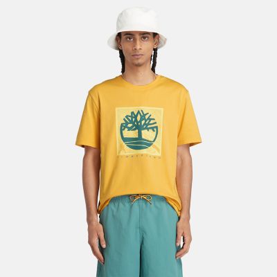 T-shirt à motif sur le devant pour homme en jaune | Timberland