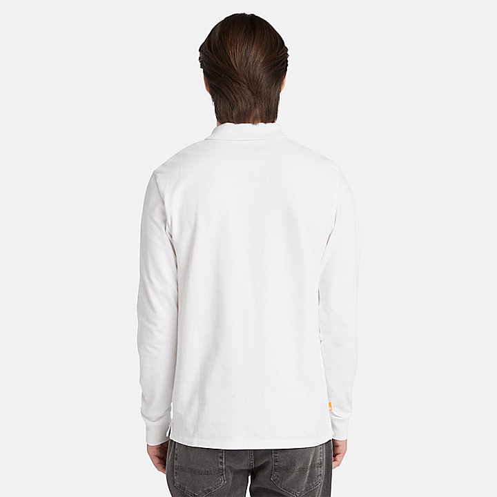 Millers River Long Sleeve Piqué Poloshirt voor heren in wit