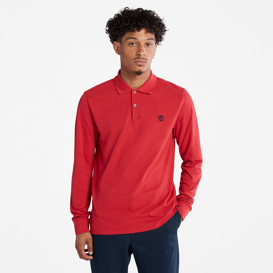Timberland Millers River Ls Polo Shirt For Men In Red Red, Size M