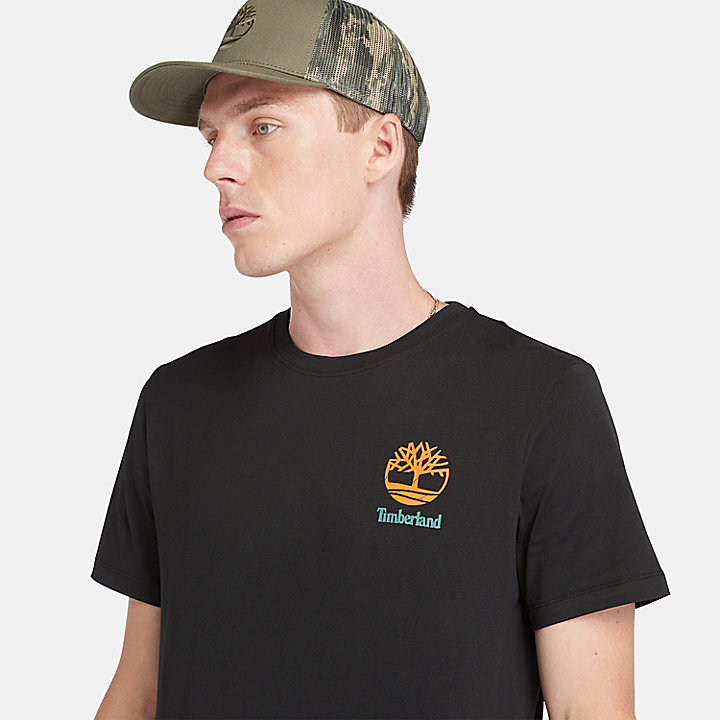 Camiseta con estampado gráfico en la espalda para hombre en negro