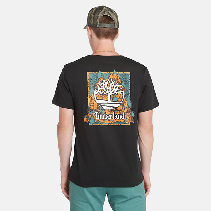T-Shirt mit Grafik-Print auf der Rückseite für Herren in Schwarz-