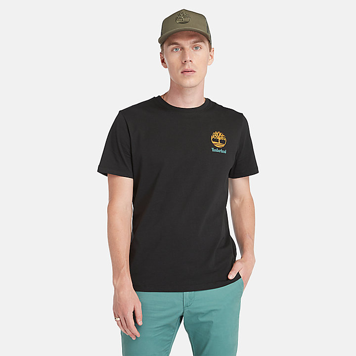 T-shirt met Print op Rug voor Heren in zwart