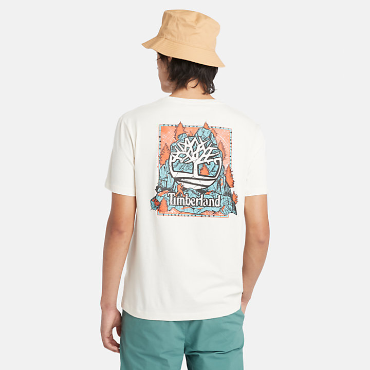 Camiseta con estampado gráfico en la espalda para hombre en blanco-