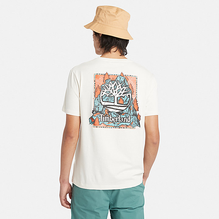 Camiseta con estampado gráfico en la espalda para hombre en blanco
