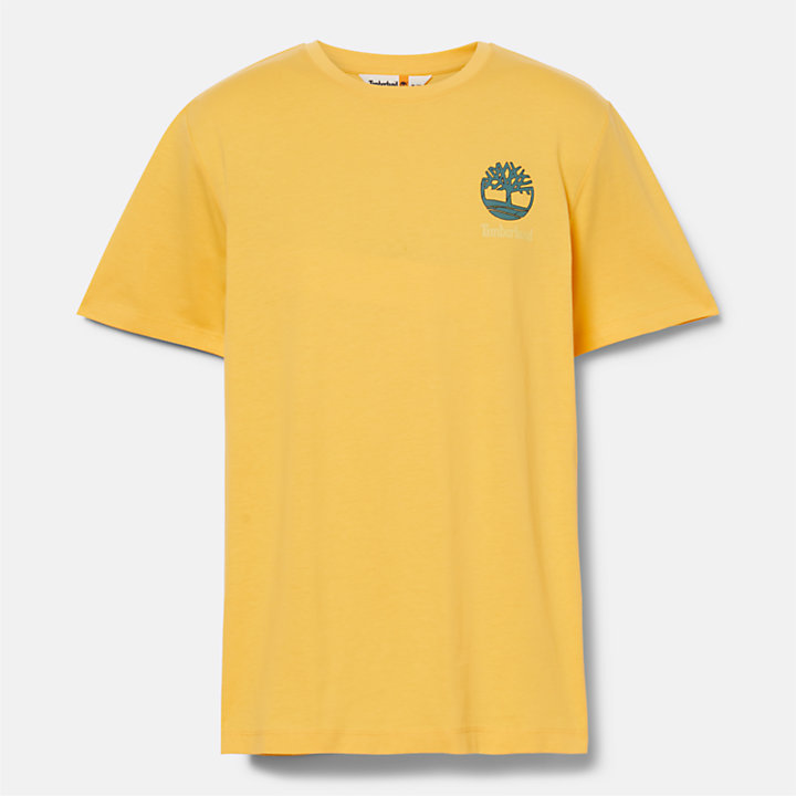 T-Shirt mit Grafik-Print auf der Rückseite für Herren in Gelb-