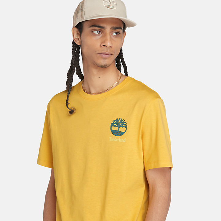 T-shirt met Print op Rug voor Heren in geel-