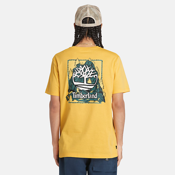 T-Shirt mit Grafik-Print auf der Rückseite für Herren in Gelb-