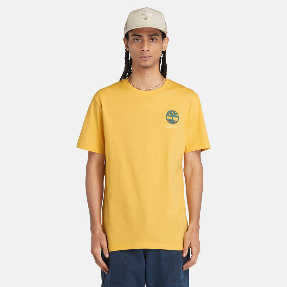 Timberland Back Graphic T-shirt For Men In Yellow Yellow