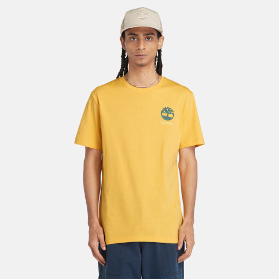 T-shirt met Print op Rug voor Heren in geel | Timberland