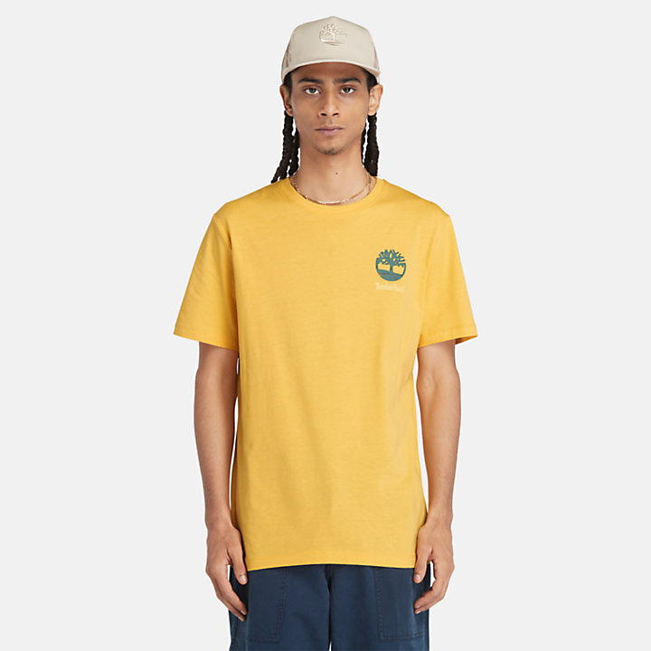 T-shirt à motif dans le dos pour homme en jaune-