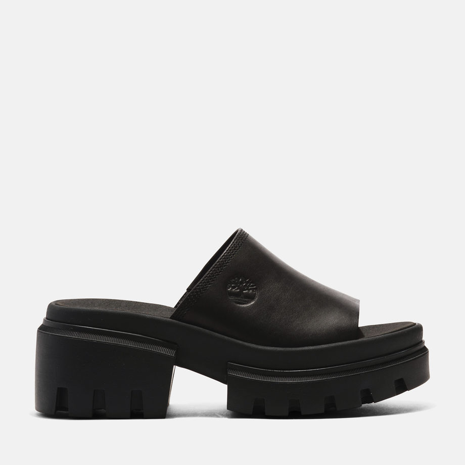 Timberland Everleigh Slide Sandal For Women In Black Black, Size 4