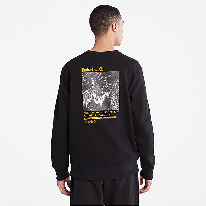 Sweatshirt mit Rundhalsausschnitt und Fotografie für Herren in Schwarz