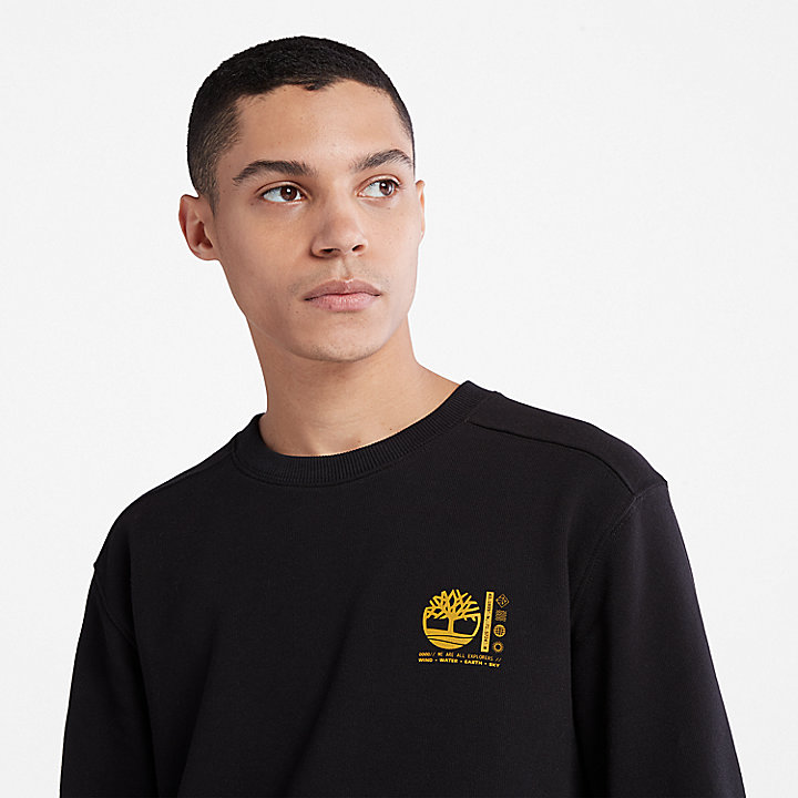 Photographic Sweatshirt met ronde hals voor heren in zwart