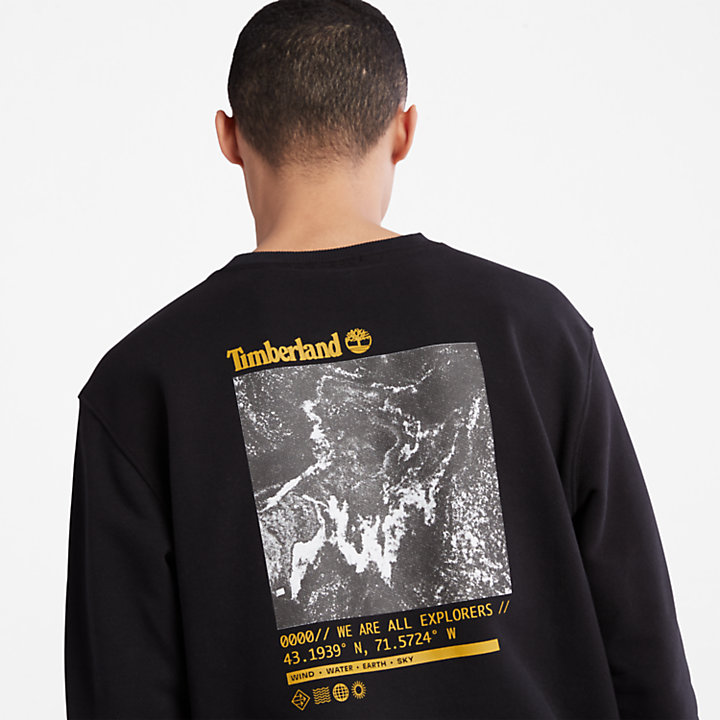 Sweatshirt mit Rundhalsausschnitt und Fotografie für Herren in Schwarz-
