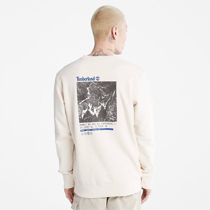 Sweatshirt mit Rundhalsausschnitt und Fotografie für Herren in Weiß-