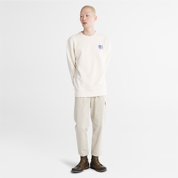 Photographic Crewneck Sweatshirt for Men in White-