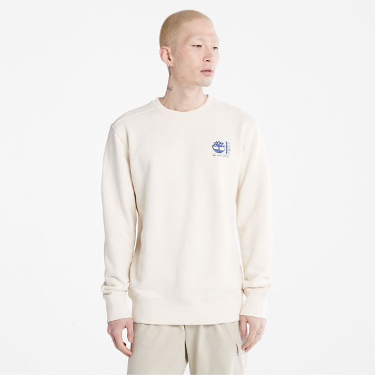 Sweat-shirt photographique à col rond pour homme en blanc | Timberland