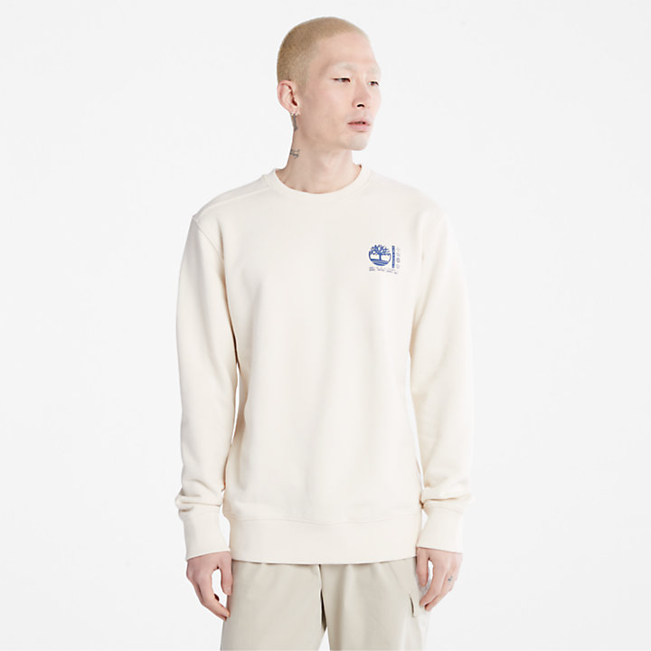 Photographic Sweatshirt met ronde hals voor heren in wit-