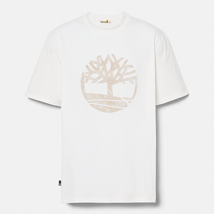 Achteraf geverfd T-shirt met grafische print en logo voor heren in wit
